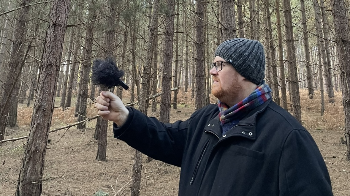 Andy recording in Tunstall Forest